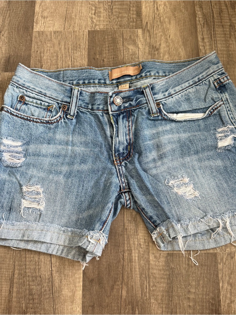 Vintage Abercrombie & Fitch Low Rise Distressed Denim Shorts Size 2 Y2K